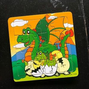Gift Idea for the Dragon Lover! Dragon and Babies Wood Puzzle 6”X6”